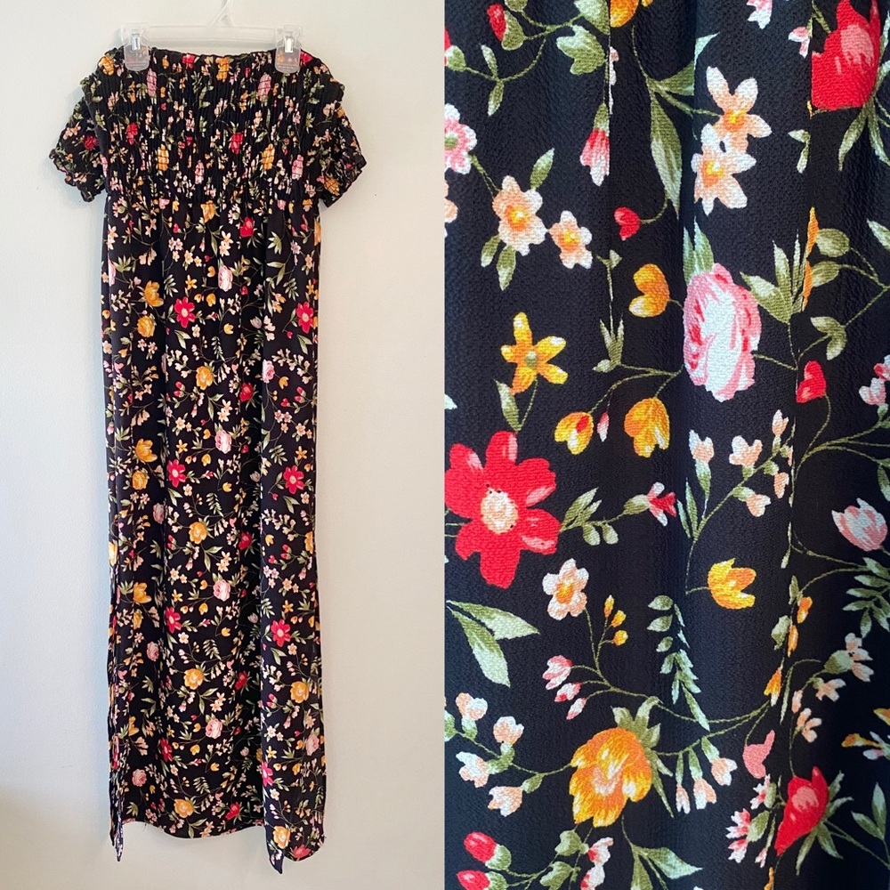 Off shoulder floral long dress